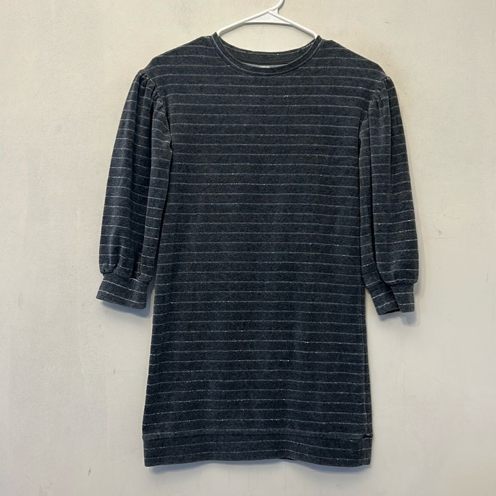 Gap Kids long sleeve gray striped sparkle dress Size L EUC